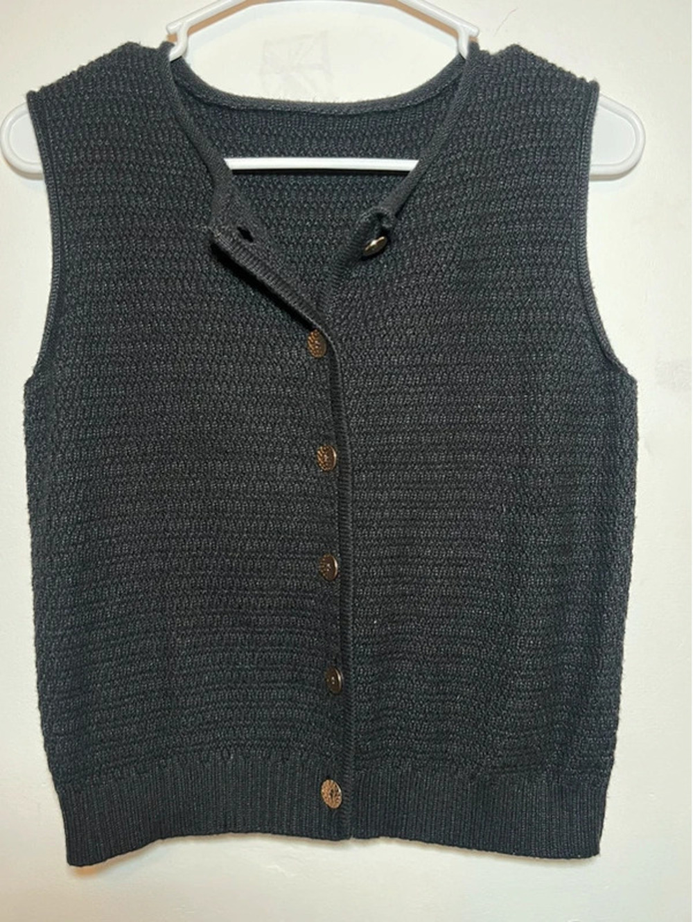 Black button up sweater vest